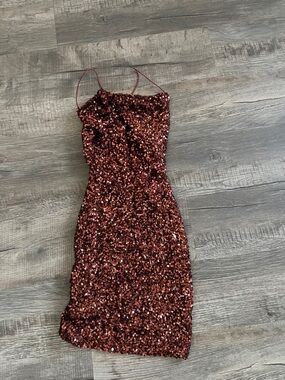 Windsor Copper Sequin Mini Slip Dress
